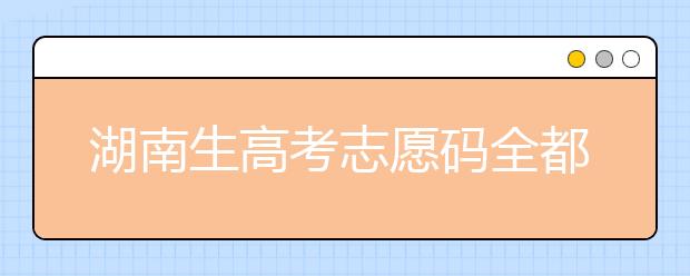 湖南生高考志愿碼全都在這，快來看看吧！